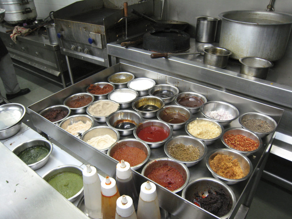 Mise en place for hot station